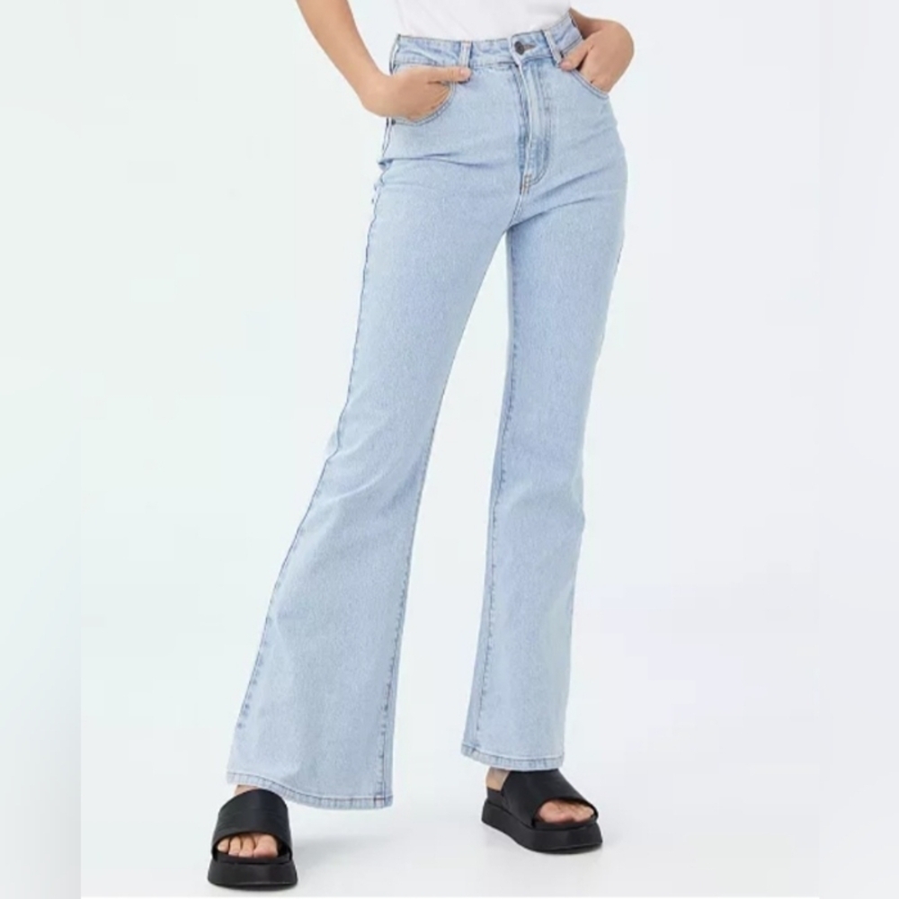 Cotton:On Original Flare Light Blue High Waist Long Leg Denim Jeans - Picture 9 of 9